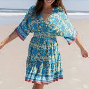Natural life NWT Blue Floral V-Neck Dress Size L